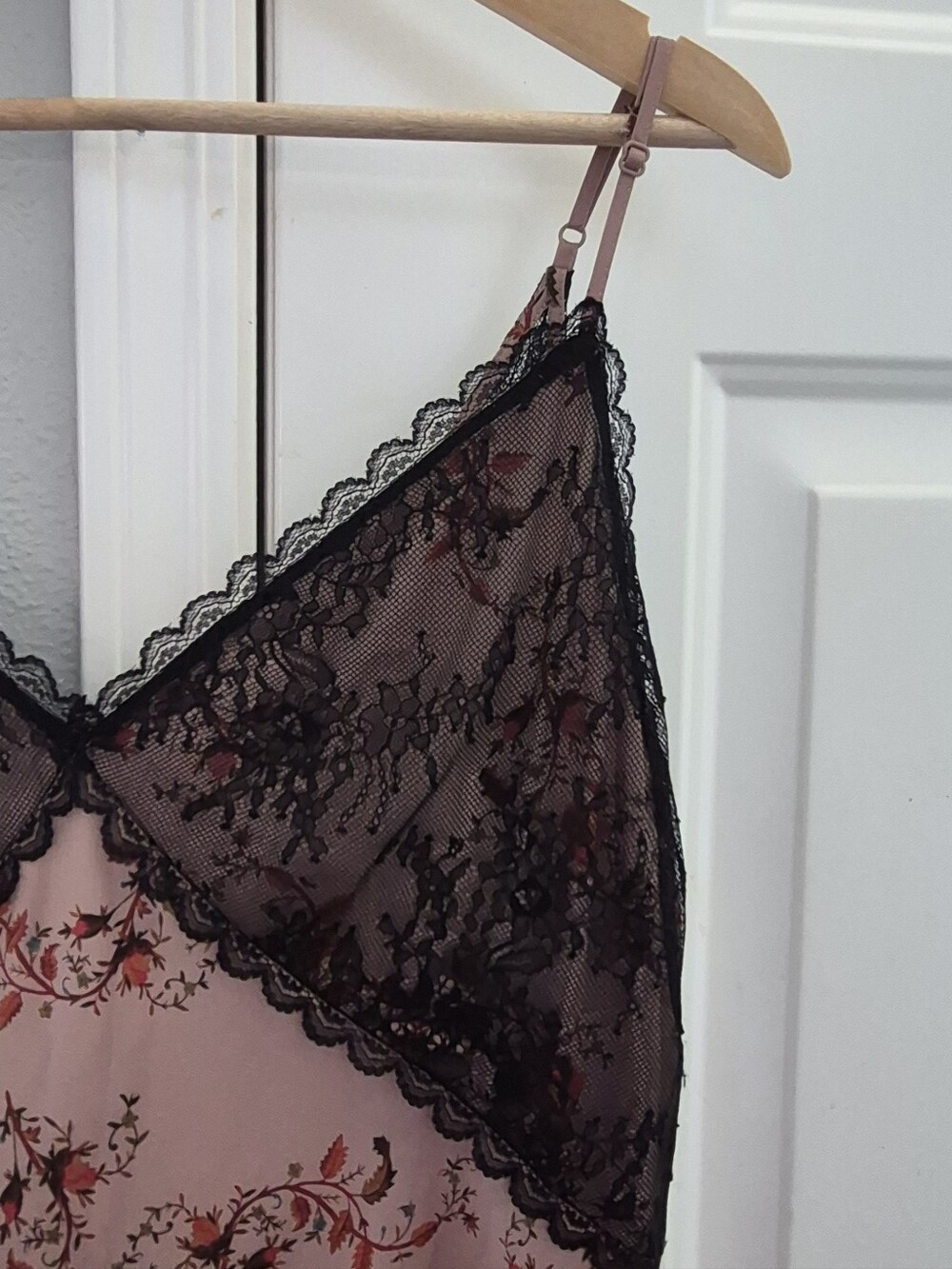 All Saints Black Lace-Trim V-Neck Slip Oto Slip Dress Brown Spaghetti Strap 10 - Picture 10 of 13